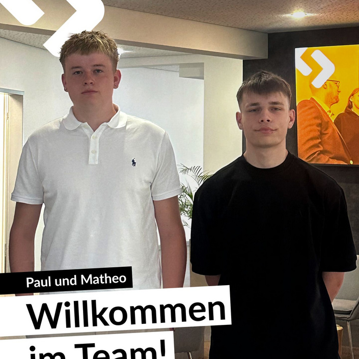 Herzlich Willkommen! 😊
Ab heute gehören Paul und Matheo offiziell zum ITM Team und wir freuen uns riesig, dass ihr da... Herzlich Willkommen! 😊
Ab heute gehören Paul und Matheo offiziell zum ITM Team und wir freuen uns riesig, dass ihr da...